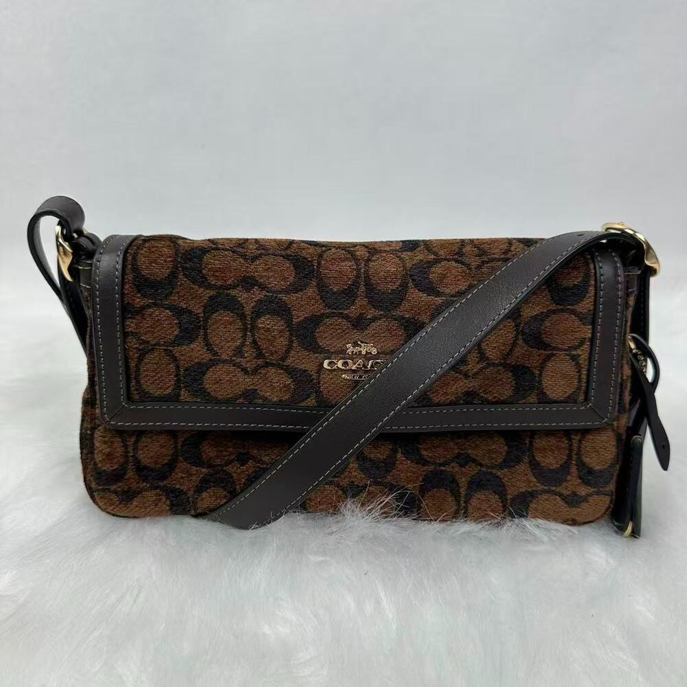 Coach Etta Small Flap Shoulder Bag Signature Chenille CCV65 2025 New Release NWT - Picture 4 of 12
